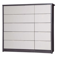Aruba Grey with Sand Gloss 5 Drawer Double Chest